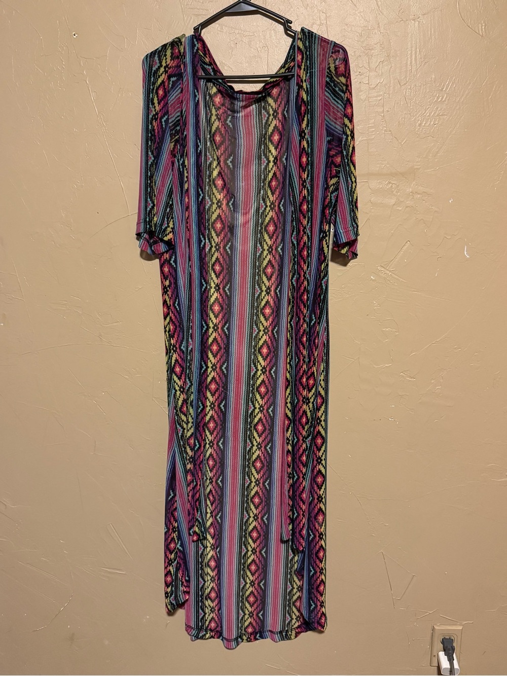 Crazy Train Multicolor Striped & Aztec Maxi Dress in Pink, Blue, Yellow